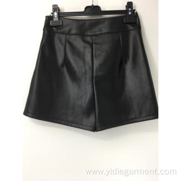 Women's Black High Waisted Mini Culottes